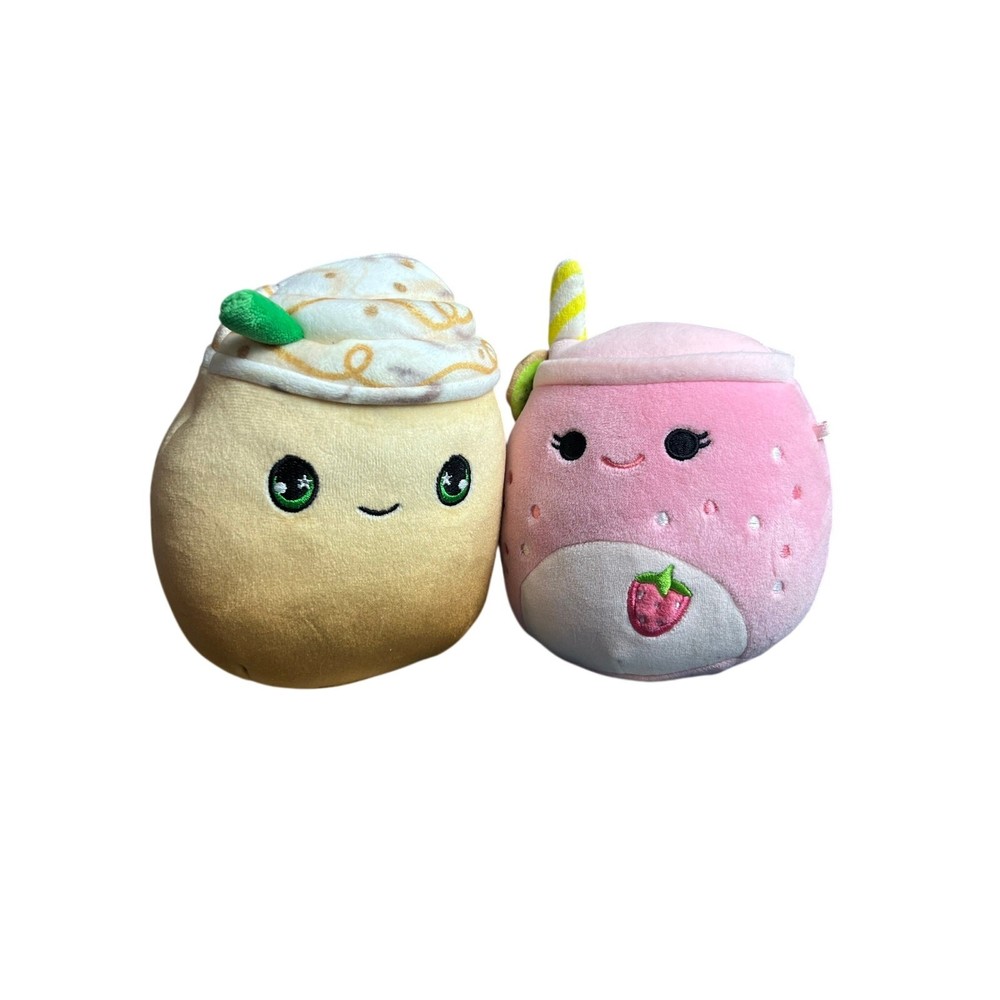 Squishmallow Scented Strawberry Drink &Squad Cream Boba Milk Tea Drink Lot of 2