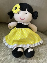 Baby Starters Doll Yellow dress with Bee Black Hair plush lovey 2013 11″