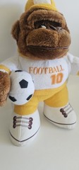 Vtg Brown Gorilla with Side Eyes Holding Football 11.5″ Plush Yellow White RARE