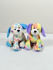 Ganz Webkinz PEACE And Tye Dye Puppy Plush NO CODE Stuffed Animal Dog colorful