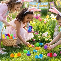 eowvsio 36 Pcs Bunny Squishy Toys with Eggs,Bunny Mochi Easter