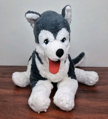 Ikea Livlig Siberian Husky Dog Plush Soft Toy Stuffed Animal Gray Floppy 22″