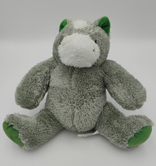 Silver One Horse Plush Stuffed Animal Green White 12″