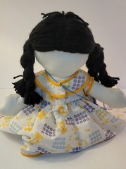 15″ Handmade Rag Doll with Brazilian Crossover Bag Black Braids Teddy Bear Dress