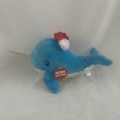 Snug Arooz Merry Everything Blue Narwhal Santa Hat Plush Stuffed Animal Crinkly