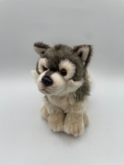Demdaco Nat & Jules Wolf Small 11″ Grey White Beige Black 2012 Husky Puppy Dog