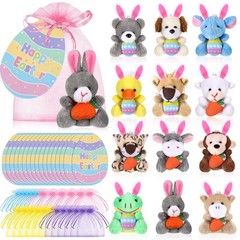 36 Pcs/12 Set Easter Mini Stuffed Animals Gift Set 12 Plush Animal Keychains …