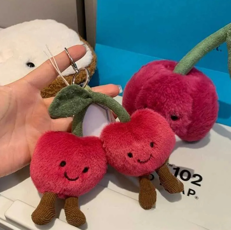 Jellycat Amuseables Cherries Plush Bag Charm Keychain Cute Collectible Gift NWT