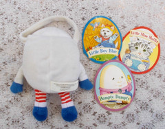 HUMPTY DUMPTY PLUSH EGG with Back Pocket holding 3 Egg shaped Nursery Rhymes