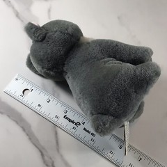 VINTAGE CASCADE TOYS GRAY WHITE SITTING KITTEN PLUSH GREEN EYES STUFFED ANIMAL