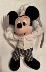 Disney Parks CHEF MICKEY MOUSE Bean Bag Plush Stuffed Animal Fork & Spoon Toy