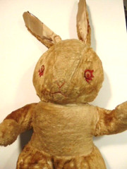 Large vintage stuffed rabbit toy with plastic eyes (30 inches tall)