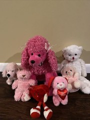 Lot Of 7 Valentines Day Love Heart Pink Red Girly Stuffed Animals Plushies Cute
