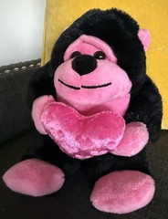 Homerbest Plush Gorilla Ape Pink Heart Valentine’s Day Stuffed Animal 7″ Black!!