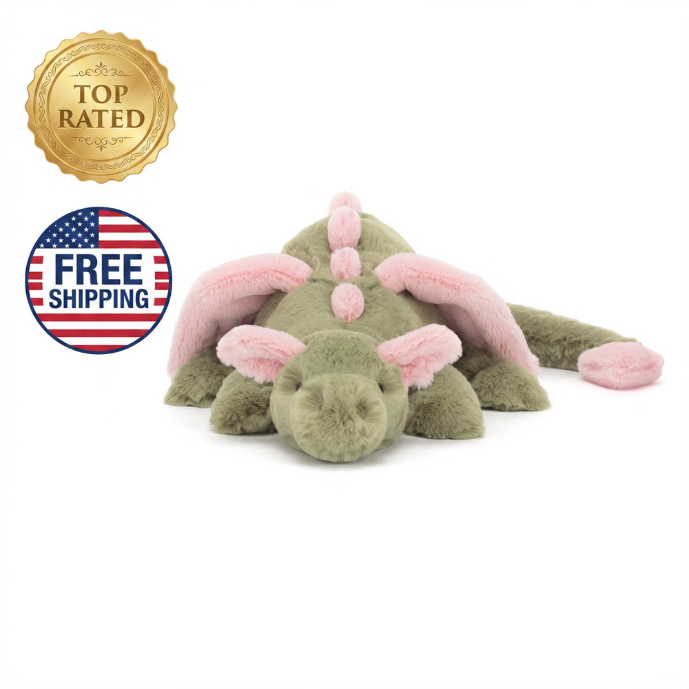 Jellycat Malachy Dragon Exclusive Green/Pink Plush &Brand New without Tags