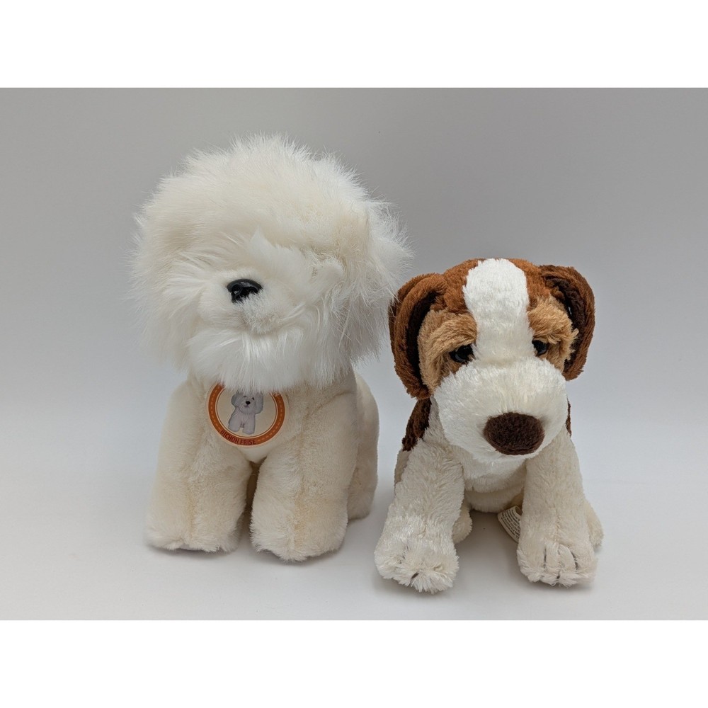 Golden Bear Bichon Frise Beagle Dog Plush White Brown Lot Stuffed Animal Toy