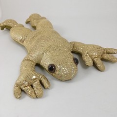 Vintage Sand Filled Frog Toy Gold Sparkly Weighted Plush Stuffed Large 16 Inch