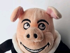 Budsies Custom Plush Pig in Black Suit Business Piggy Plushie Soft Toy 10″