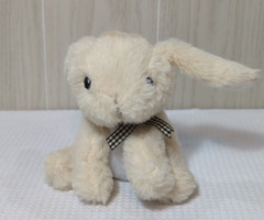 Greenbrier plush cream tan beige white bunny rabbit black gingham checked bow