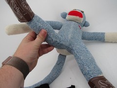 Blue Sock Monkey Red Heel Socks Handmade With Clothes and Accessories**