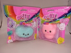 FLUFFIE STUFFIEZ MINIS Bag Clips Lot (2) 🩷 Pink Cat 🩵 Light Blue Heart NEW