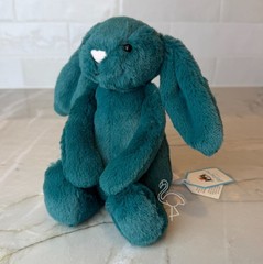 Jellycat Small Bashful Teal Bunny – NWT New w Tags – Holiday Green – Authentic