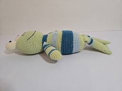 World Market Crochet Frog Plush Doll Toy Stripes 15″ Long