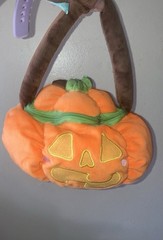 Stuffed Plush Pumpkin Baby Basket With Zipper Filled With New Fall Hair Acc.