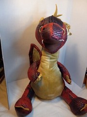 Hug Me Large Stuffed Gold and Red Dragon 18″ Roaring and Eyes light up Works!