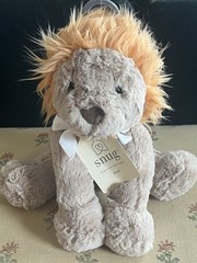 Snug Lion Plush Stuffed Animal With Tags Gray Tan Orange Mane Soft Toy