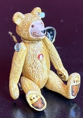 Steiff Dicky Bear, Steiff Club Pewter Miniature, Vintage, Pre-owned, w/Box, 2”