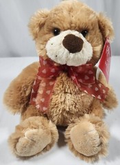Russ Valentines Teddy Bear Stuffed Animal/Plush w/Red Heart Bow 9″ Love
