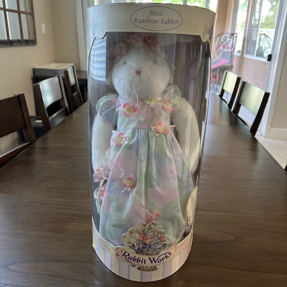 Unopened Bunnies By The BAY RABBIT WORKS Miss Rainbow Rabbit Bunny original box