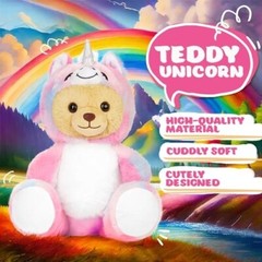 BRUBIES Teddy Unicorn – 10 Inch Teddy Bear in Unicorn Costume with Hood