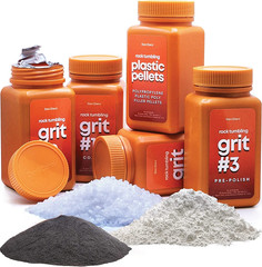 Rock Tumbler Grit Refill Kit – 3.5 Pounds Grits Media + Poly Plastic Pellets – R