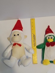 Christmas Holiday Monkey And Penguin Plush 12” Kellytoy EUC