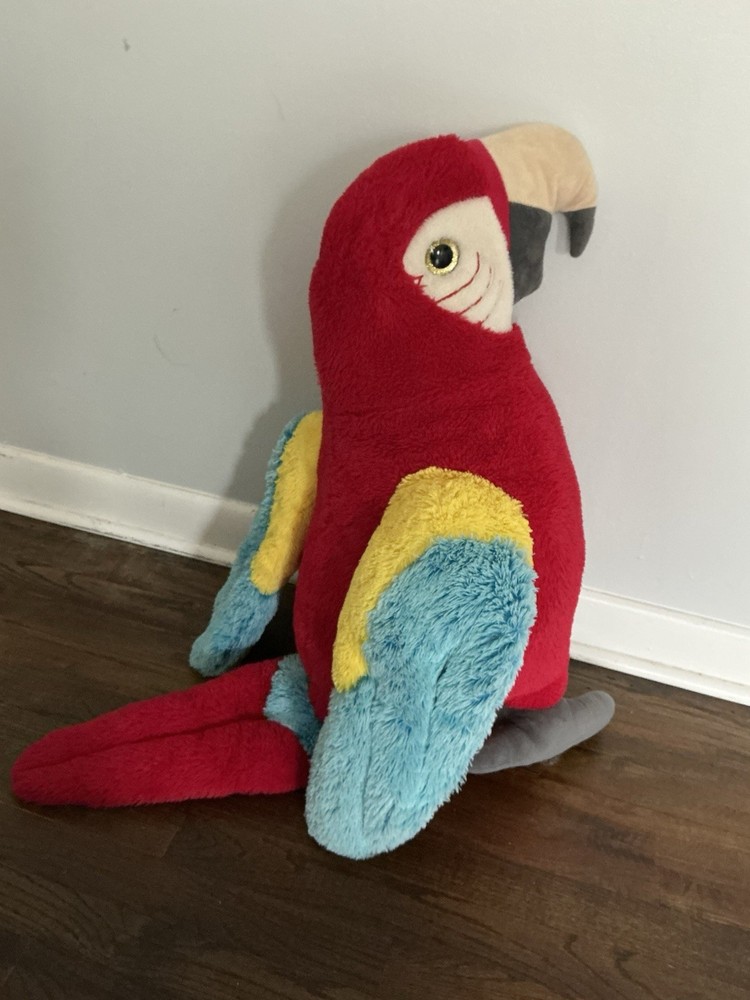 Huge 26″ Large XL Parrot Plush Stuffed Animal Plushie Macaw Bird Red Blue Yellow