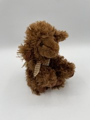 Russ Berrie Lambert Lamb Sheep Plush Brown Curly Fur 6” Small Shaggy Bow #37271