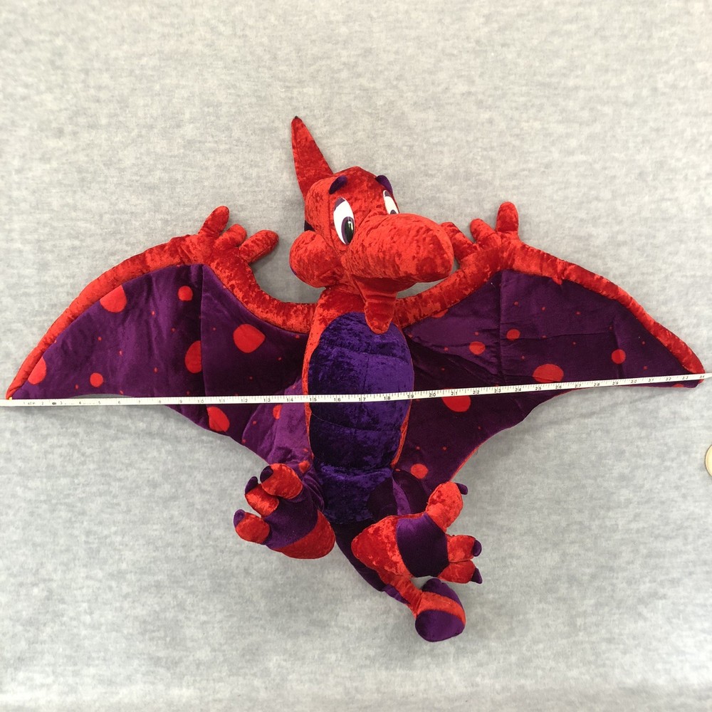 Purple Red Winged Dragon 34″ Wingspan Pterodactyl Plush Dinosaur Classic Toy Co