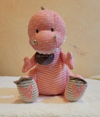 NWT Demdaco Baby Dinosaur Pink Gray White Striped Plush Stuffed Jersey 9 Inches