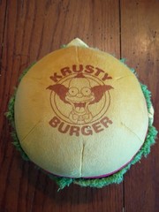 Universal Studios The Simpsons Krusty Burger hamburger Plush Stuffed Toy