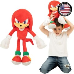 Stuffed Toy Sonic Hedgehog Knuckles Plush Cuddle Pillow 16.5 Inch Soft