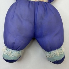 Vintage 13″ DE LUXE MFG Baby Girl Doll Purple Soft Nylon Stuffed Plush Body Toy