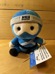 Ninja 7″ Blue / White head Band Plush Toy Stuffed Doll Weighted to Sit on Own