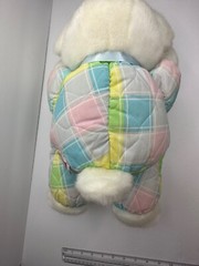 Dakin Cuddles Teddy Bear Plush Pastel Plaid Pink Blue Green 1979 White 16″ VTG