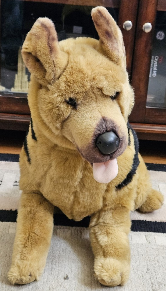 30”L E&J Classic Black & Tan German Shepherd Dog Large Plush Stuffed Animal VTG