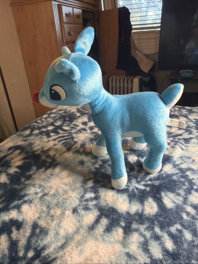 Toy Factory Blue Rudolph The Red Nosed Reindeer Plush Toy 10” Tall