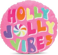 iscream3361 Holly Jolly Vibes Reversible Fleece & Chenille Holiday Accent Pillow