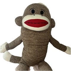 Giant Stuffed Maxx Classic Sock Monkey 40” Tall Brown/Beige/Red Stuffie Plushie