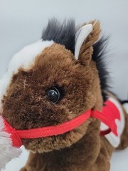 Toys R Us Plush Stuffed Dark Brown Horse 24″ Red Saddle Bridle Soft Stuffed Toy